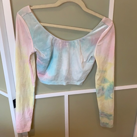 Pastel Crushed Velvet Crop Top - Picture 1 of 3